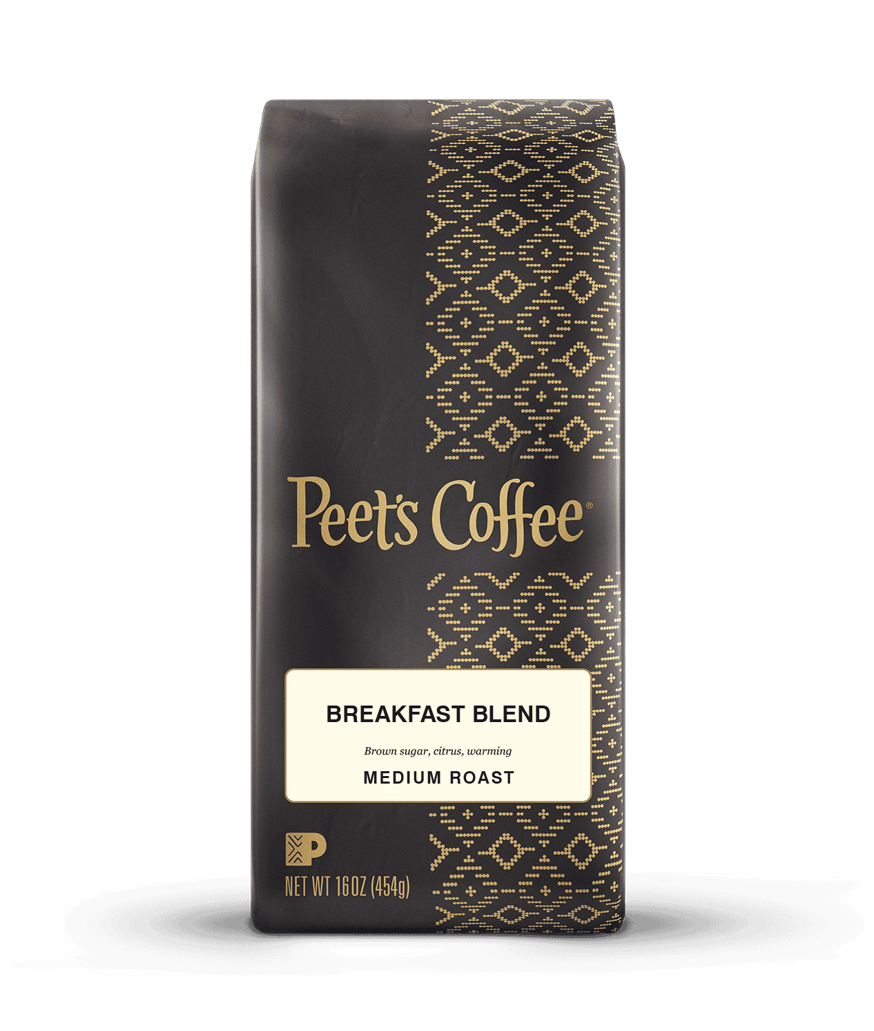 Peet's Coffee Breakfast Blend coffee beans in a 16oz brown bag